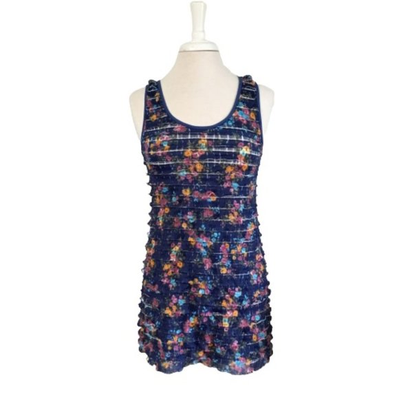Free People Floral Ruffled Tank Mini Dress XS - Picture 1 of 6